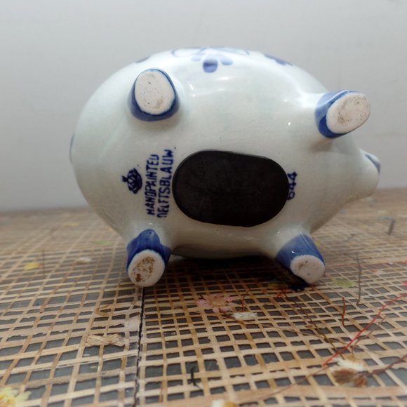 Delft Blauw Piggy Bank Windmill Porcelain 4" - Picture 6 of 9